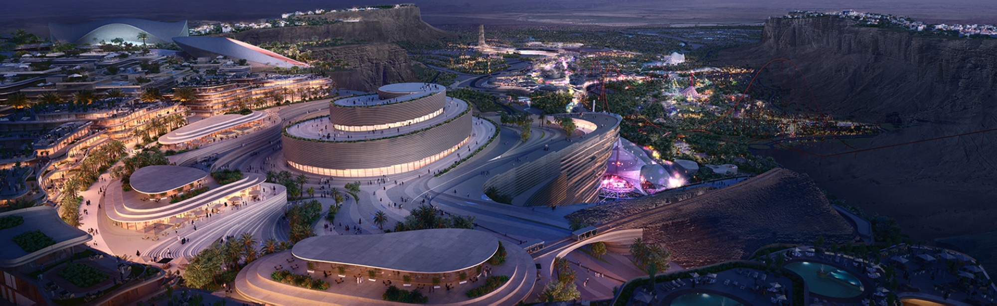 Conceptual image of Cliff Edge Plaza and the Performing Arts Center at Qiddiya. (Qiddiya Press Office)