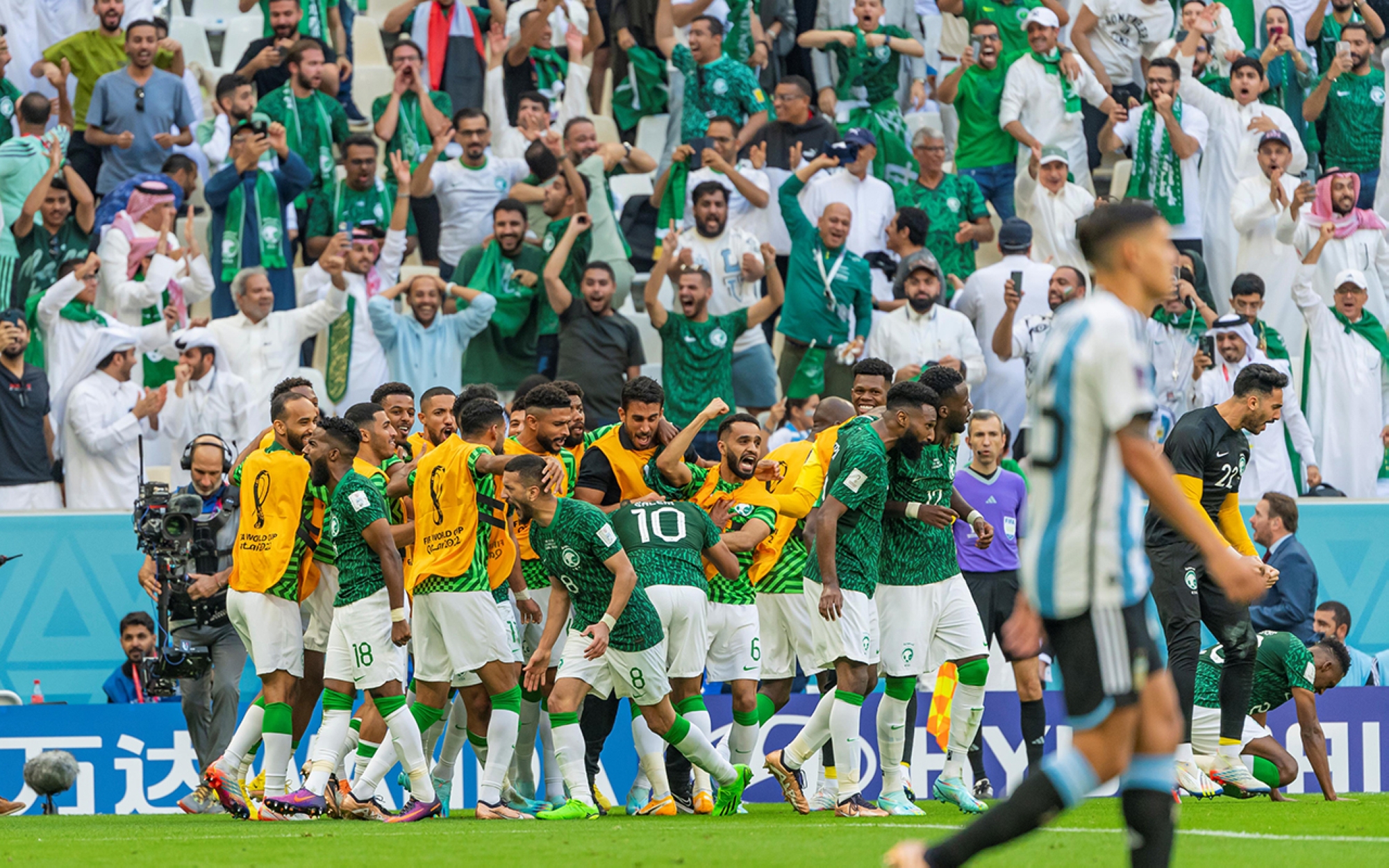 A section of the Saudi audience in the Qatar World Cup 2022. (SPA)