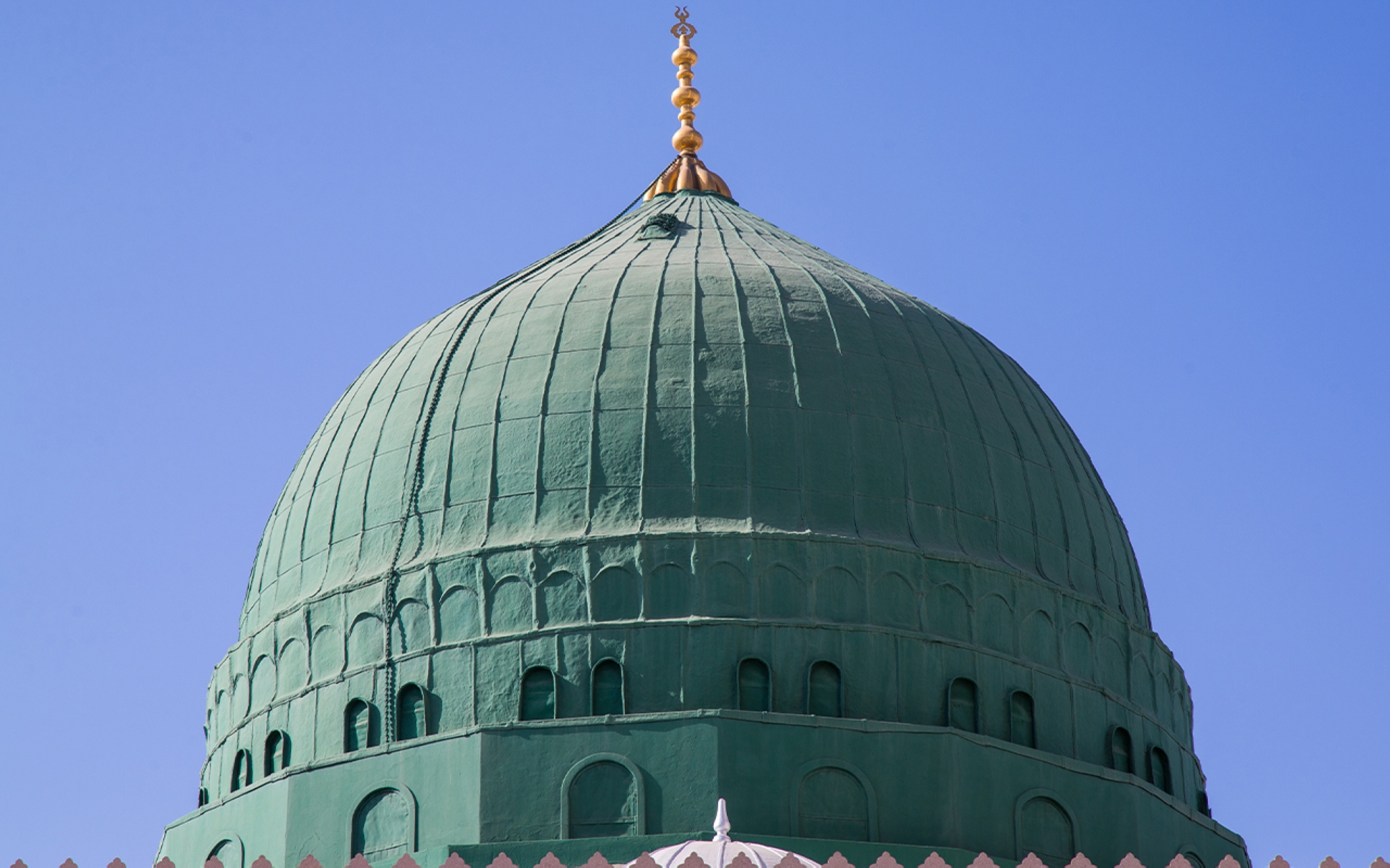 The Green Dome in the Prophet&#039;s Mosque in al-Madinah al-Munawwarah. (SPA)