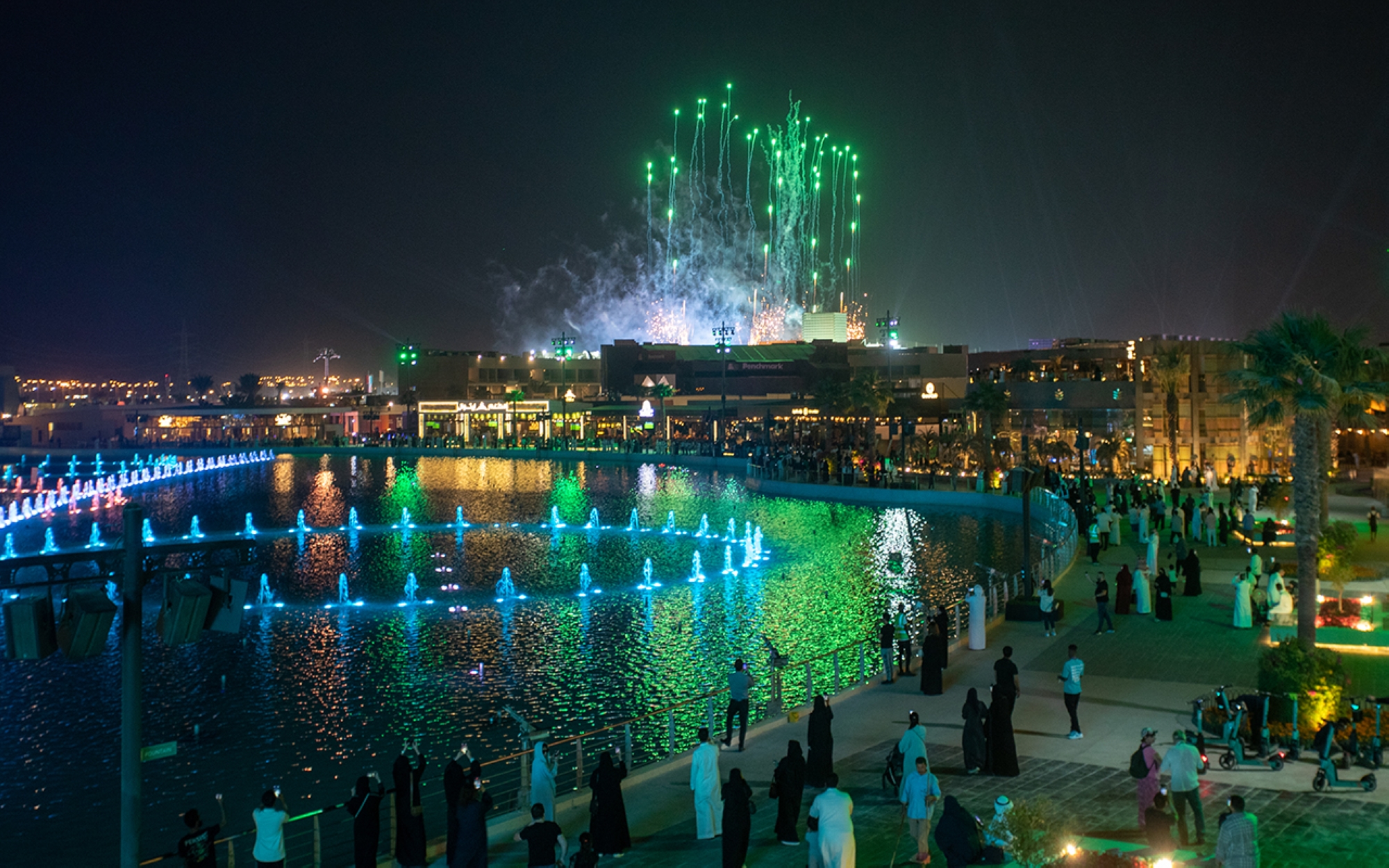 The Magic Fountain and fireworks during events at Boulevard Riyadh City. (Saudipedia)