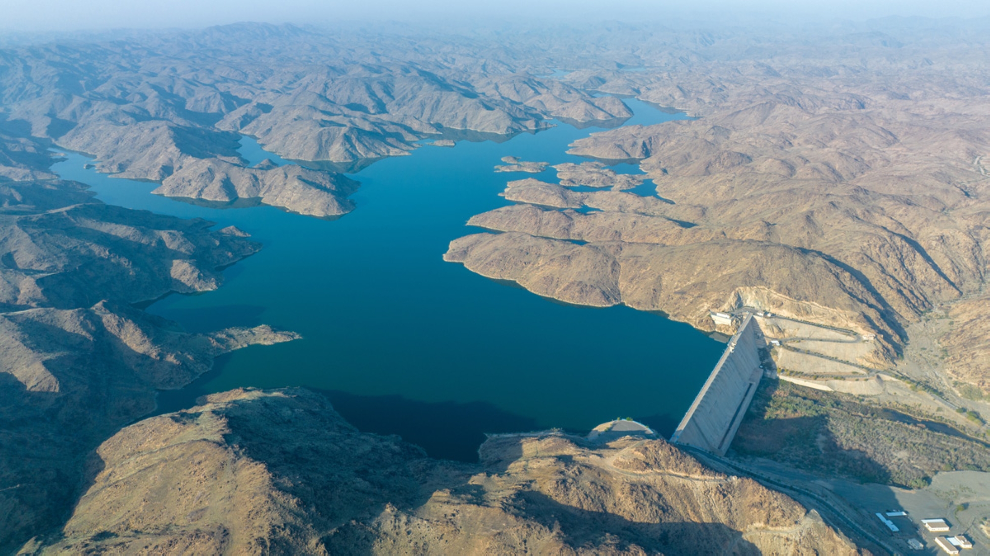 Aerial image of King Fahd Dam in Bishah. (SPA)