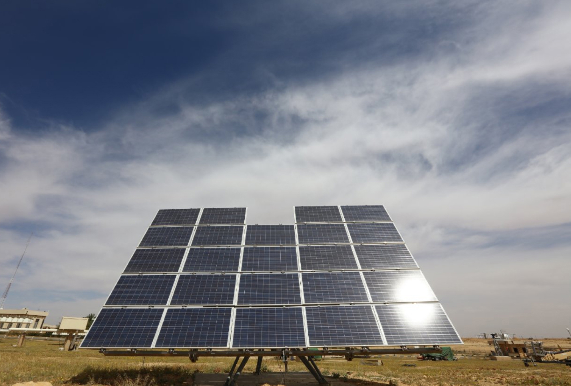 Solar panels at a desalination plant in the Kingdom. (SPA)