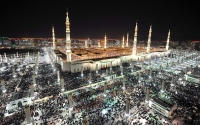 The Noble Prophet&#039;s Mosque and the surrounding courtyards after the third expansion. (SPA)