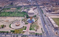 Aerial view of Buraydah City showing the water tower and King Khalid Cultural Center. (SPA)