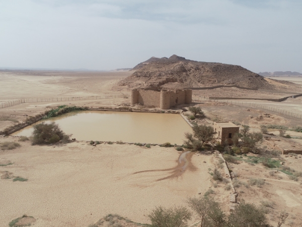 Image from above al-Moadham archaeological castle that was built in the Ottoman period with the lakes next to it (Darah).