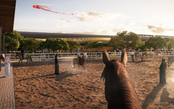 Illustration of the horse riding zone in the Sports Boulevard. The Sports Boulevard&#039;s Media Center