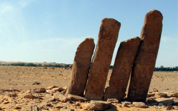 Al-Rajajil columns, one of the archaeological sites south of Sakaka. (SPA)