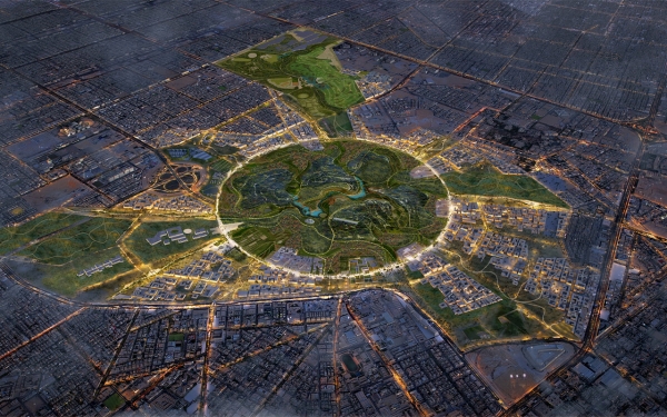 Aerial illustration of King Salman Park in Riyadh. (Royal Commission for Riyadh City Media Center)