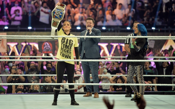 Freestyle wrestling during a WWE event (Crown Jewel) held during Riyadh Season. (Saudipedia)