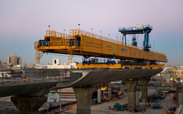 From the construction of bridges for the Riyadh Metro project. (SPA) King Abdulaziz Foundation for Research and Archives (Darah)