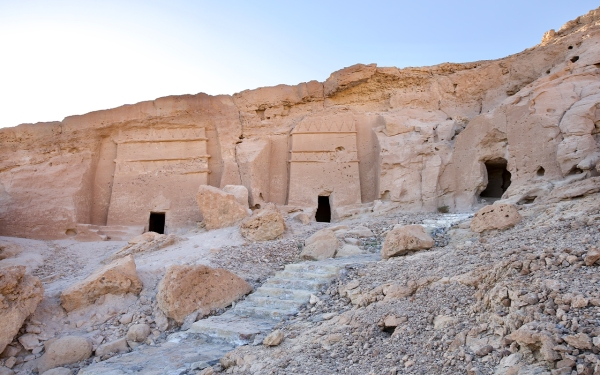 The archaeological site of Mugha&#039;ir Shu&#039;ayb dating back to the Nabataean era and located south of al-Bidaa in Tabuk Region. (Saudipedia)