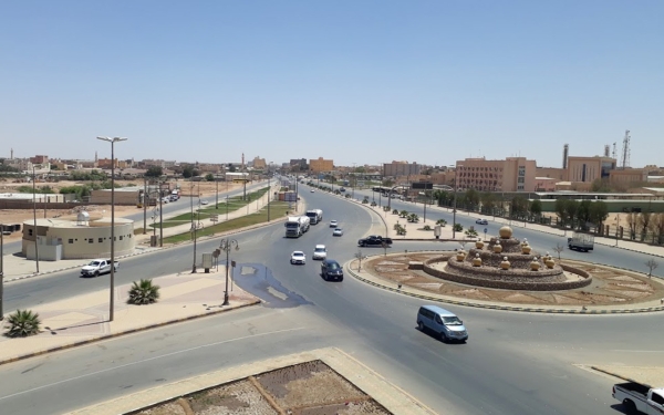 An aerial photo of one of the roads in Wadi al-Dawasir. SPA. King Abdulaziz Foundation for Research and Archives (Darah)