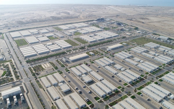 Aerial image of the Jazan City for Basic and Transformation Industries. (Media Center of the Royal Commission for Jubail and Yanbu)