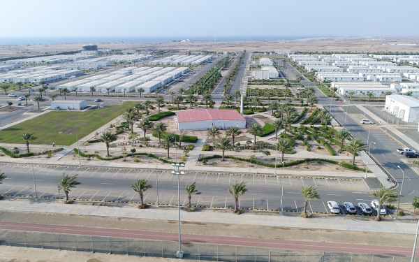 Aerial image of a facility in the Jazan City for Basic and Transformation Industries. (Media Center of the Royal Commission for Jubail and Yanbu)