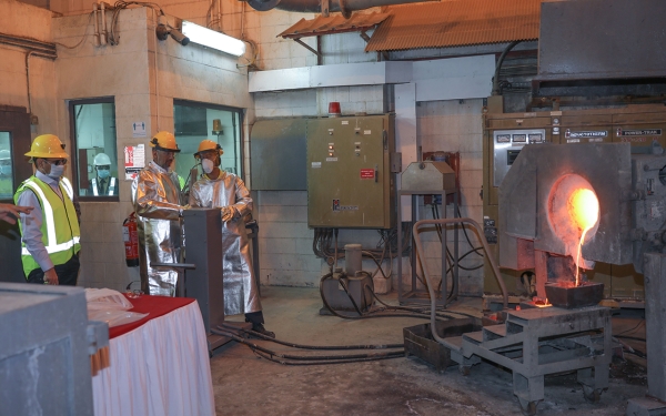 One of the stages of the mining process at the Mahd al-Dahab gold mine in al-Madinah al-Munawwarah region, west of the Kingdom. (Media Center of the Ministry of Industry)