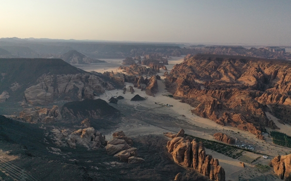 Aerial image of al-Ula Mountains, where the Valley of the Arts project is being implemented. (Royal Commission for AlUla Governerate)