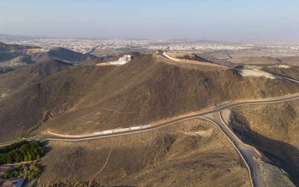 Aerial image of Jabal al-Samra in Hail. (Saudipedia)