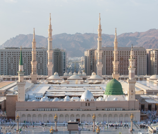 The southern side of the Prophet's Mosque in al-Madinah al-Munawwarah. (SPA)