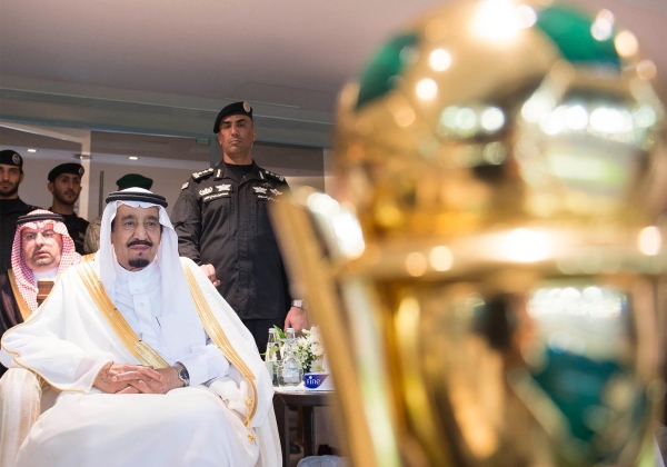 King Salman patronizing the final match of the Custodian of the Two Holy Mosques Cup (King's Cup). (SPA)