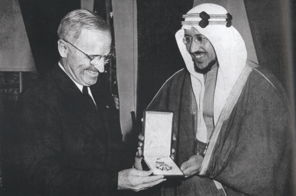 King Saud with US President Harry Truman in 1947. King Abdulaziz Foundation for Research and Archives (Darah)