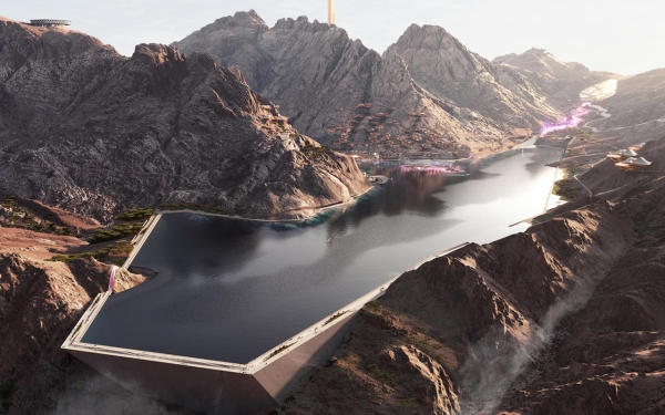 An imaginary presentation for the Trojena project, a skiing destination in the mountains of NEOM. (Media Center of NEOM)