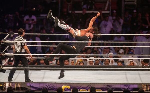 Freestyle wrestling during a WWE event (Crown Jewel) held during Riyadh Season. (Saudipedia)