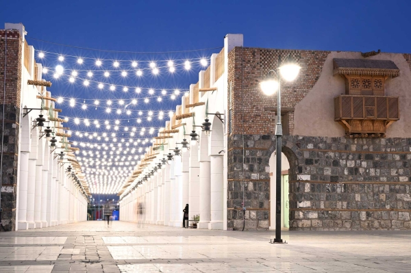 Madinah Heritage District at night. (SPA)