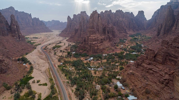 Aerial view of the monuments of ad-Disah Village in Tabuk Province. (SPA)