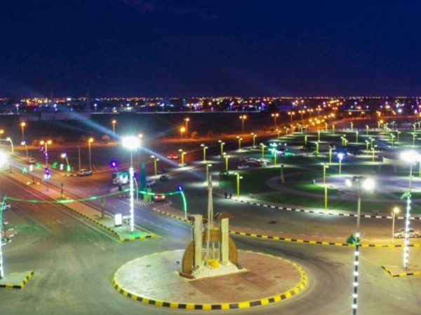 Aerial photo of Damad Governorate at night. (SPA)