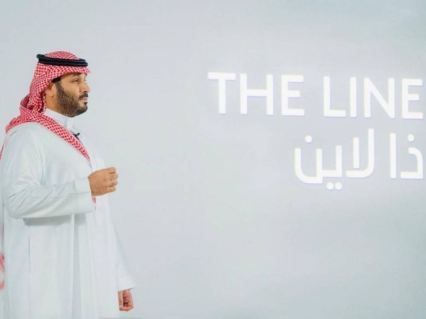 His Royal Highness Prince Mohammed Bin Salman Bin Abdulaziz Al Saud, crown prince and prime minister, during the launch of “The Line” project in NEOM. (SPA)