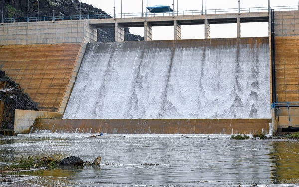 Wadi Tharad Dam located in al-Aqiq Governorate in al-Bahah Province. (SPA)