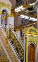 Sideview of The Pulpit of Prophet Muhammed PBUH in the Prophet&#039;s Mosque in al-Madinah al-Munawwarah (SPA).