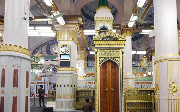 The Pulpit of Prophet Muhammed PBUH in the western side of the Prophet&#039;s Mosque in al-Madinah al-Munawwarah.