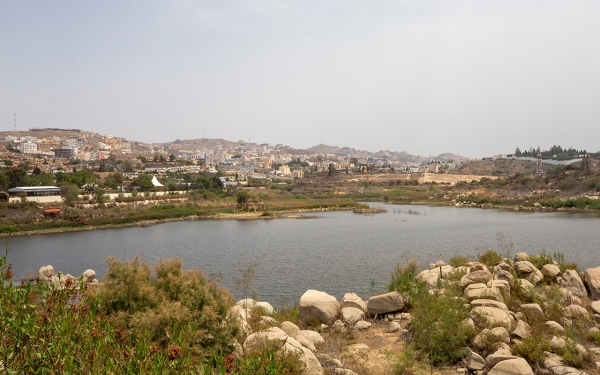 Abha Dam Lake, the dam was established in 1394. (Saudipedia)