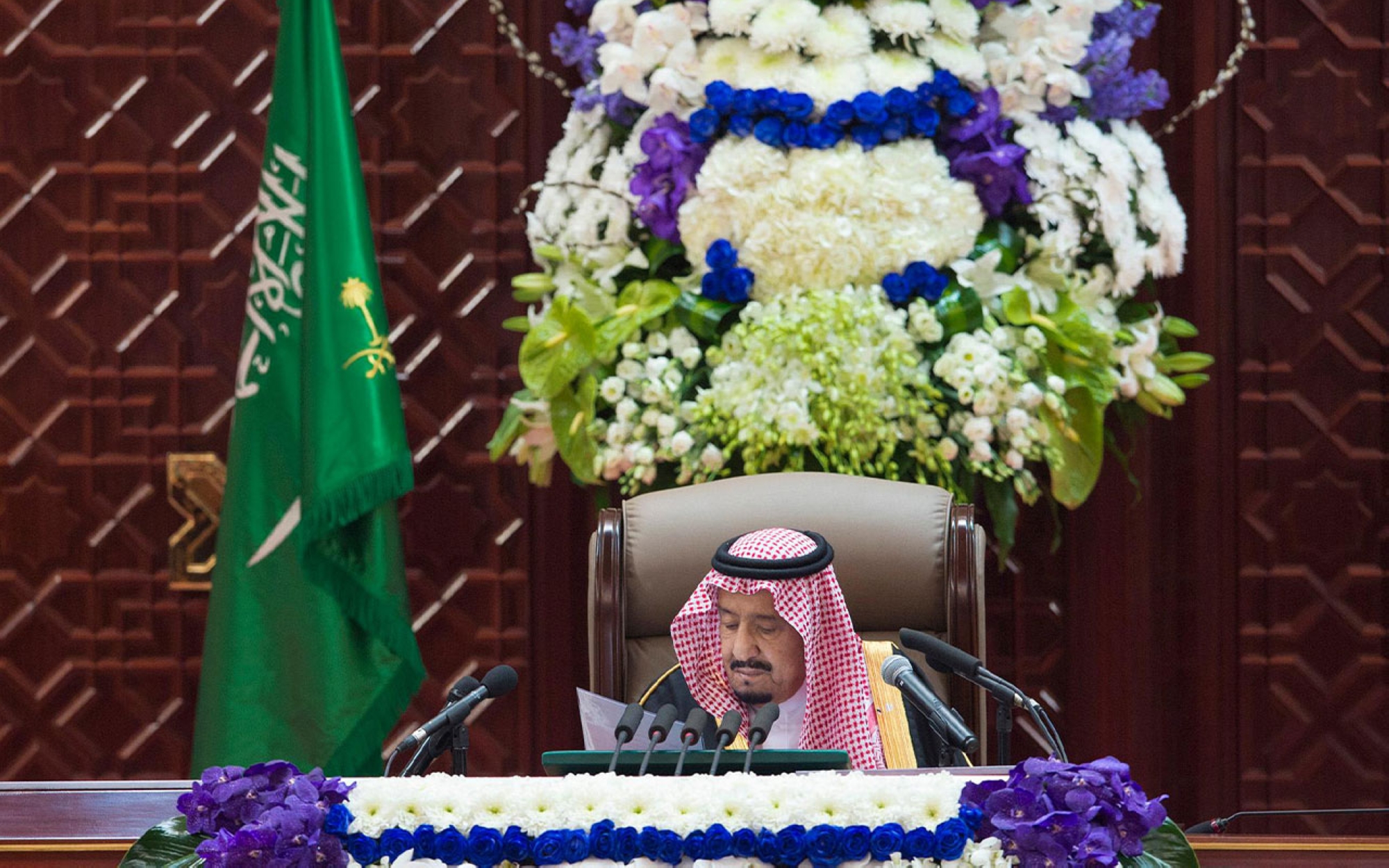 King Salman inaugurates the activities of the third year of the seventh term of the Shura Council. (SPA)