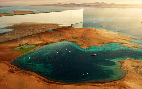 The external design of "The Line" city, the city of the future in NEOM. (Media Center of NEOM)