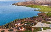 Aerial image of the Red Sea coast in Yanbu. (King Abdulaziz Foundation for Research and Archives)