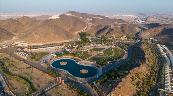 Aerial image of Mount al-Samra Park in Hail City. (SPA)