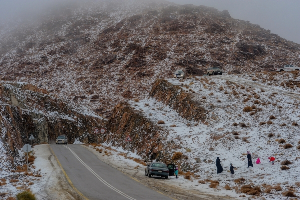 Snow covers Jabal al-Lawz in Tabuk, northwest of the Kingdom. (Ministry of Culture)