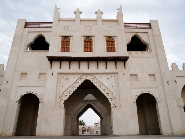 Entrance to the heritage village in King Abdullah Environmental Park in al-Ahsa. (Saudipedia)