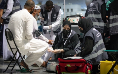 Part of the volunteers&#039; efforts in serving pilgrims. (Health Volunteering Center)