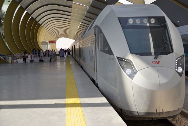 A train at the "SAR" station in Riyadh City. (Saudipedia)