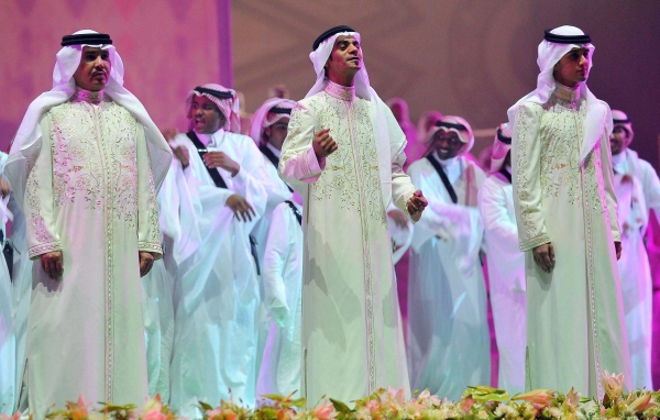 Abbas Ibrahim, Rabeh Saqer, and Mohammed Abdu in the Saudi Operetta. (SPA)