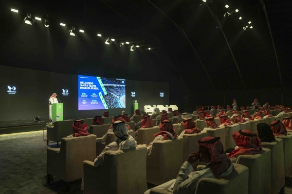 The press conference for Saudi Arabia&#039;s bid to host the 2034 World Cup. (Saudipedia)