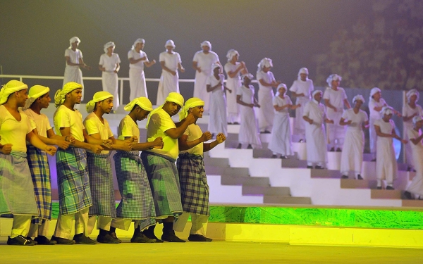 A folk performance band at al-Janadriyah Festival Operetta. (SPA)