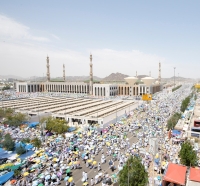 Masjid al-Namirah in Arafat during the 2018 Hajj season. (SPA)