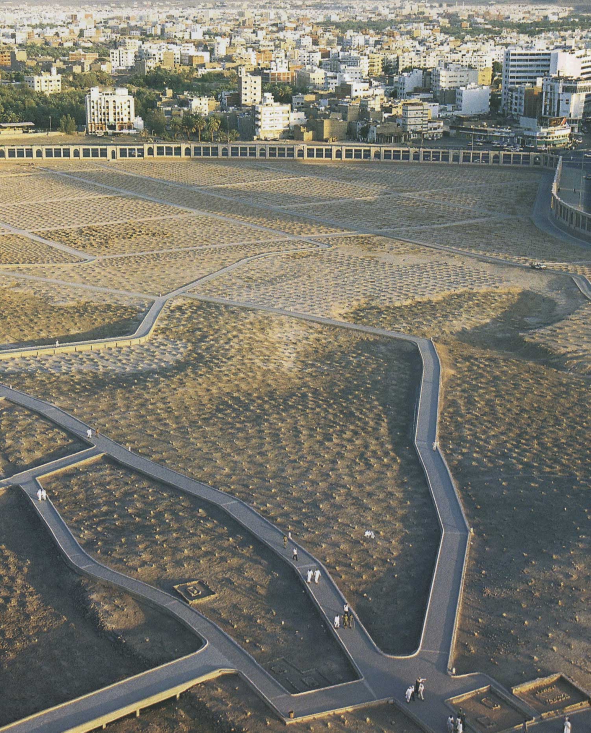 Aerial view of al-Baqi&#039; Cemetery in al-Madinah al-Munawwarah. King Abdulaziz Foundation for Research and Archives (Darah)