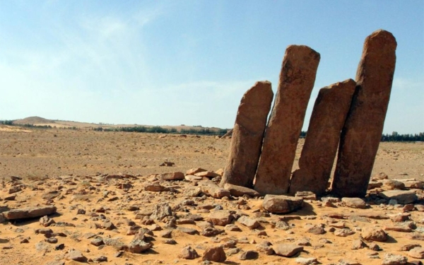 Al-Rajajeel monuments or al-Rajajil Columns to the south of Sakaka City. (SPA)