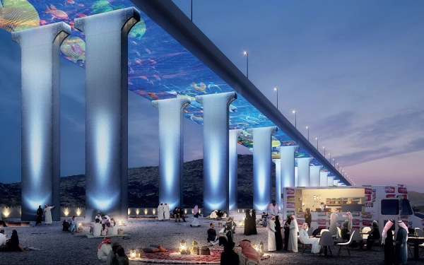 A conceptual image of the Illuminated Bridges within the Riyadh Art project. (Riyadh Art project media center)