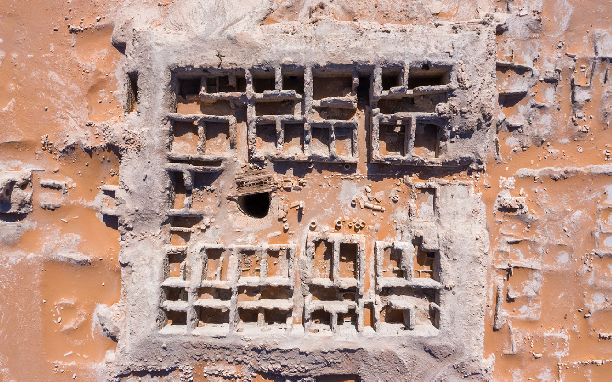 Aerial view of al-Faw archaeological village. (Heritage Commission)